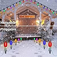 Vista 9 de Luces LED C9 para caminos de Navidad al aire libre, 38 pies, 25 bombillas LED C9 multicolor, luces de estacas de camino de Navidad, luces