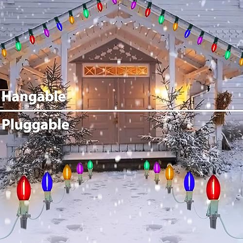 Miniatura 9 de Luces LED C9 para caminos de Navidad al aire libre, 38 pies, 25 bombillas LED C9, multicolor, luces de estacas de camino de Navidad, luces