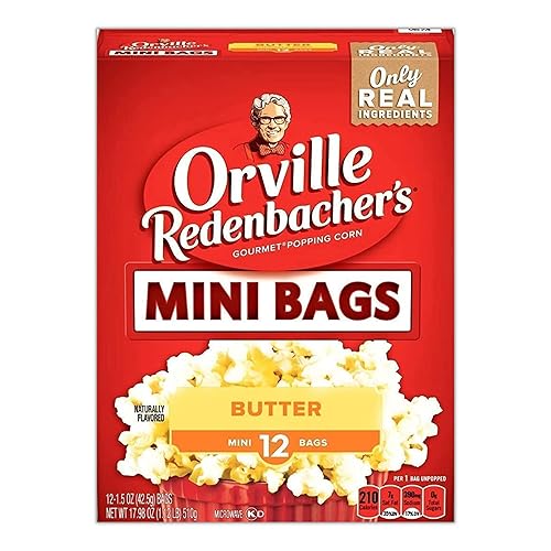 Paquete de mini bolsas de palomitas de maíz. Incluye una caja de 17.98 onzas de Orville Redenbachers para microondas palomitas de maíz en mini