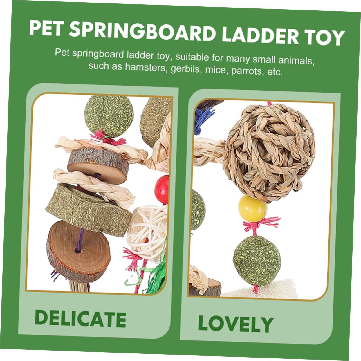 Happyyami 2 Stück Natürliches Holz Kauspielzeug für Kaninchen und Kleine Haustiere Geruchsfrei und Stabil Hängendes Spielzeug für Kaninchenkäfig zum Spielen und Trainieren