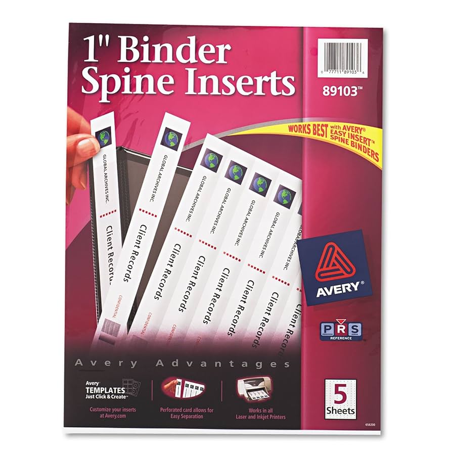 Amazon.com : Avery 89103 Binder Spine Inserts,1-Inch Capacity, 40/PK, White : Office Products for Free Printable Binder Spine Inserts