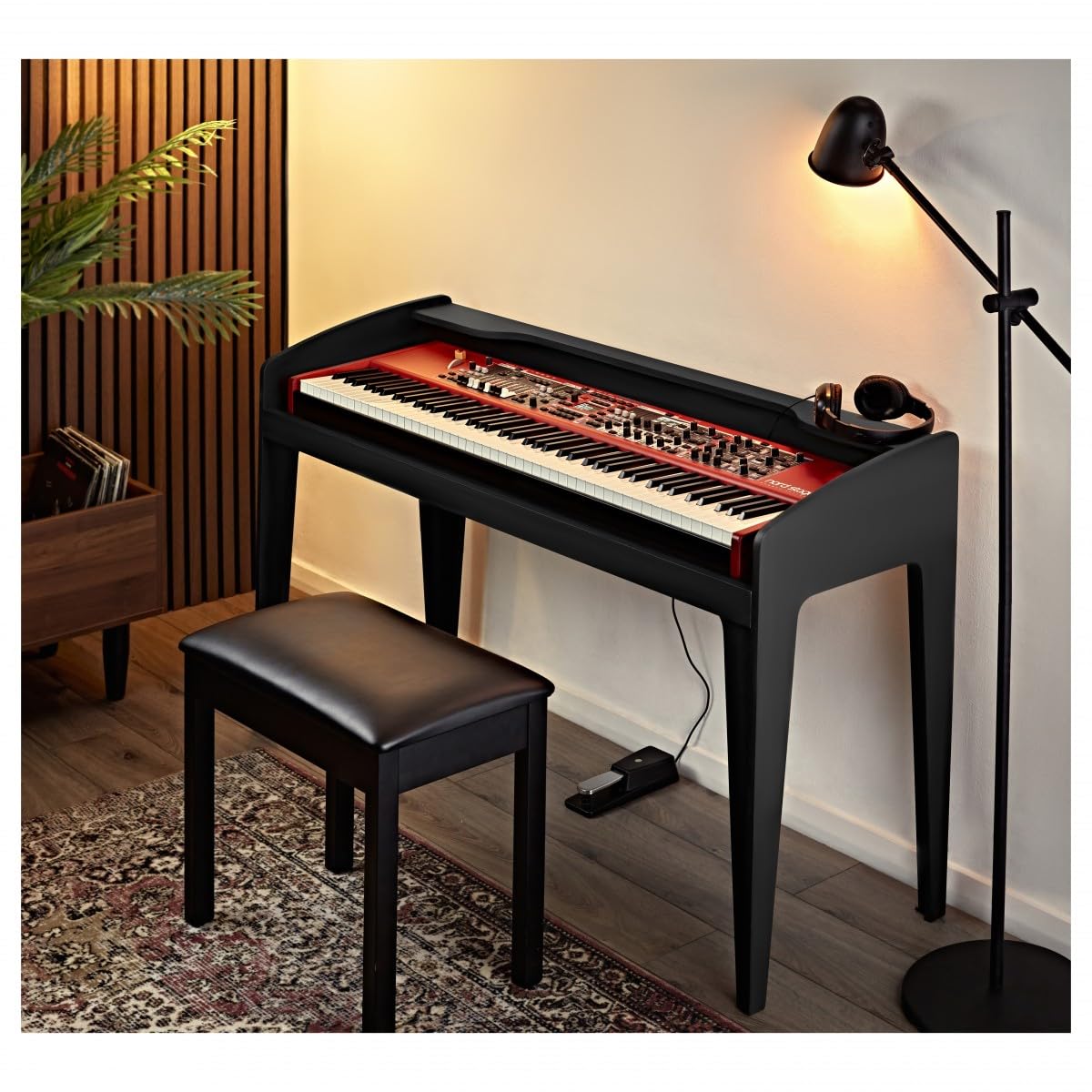 gear4music modul Supporto universale per tastiera in legno, nero