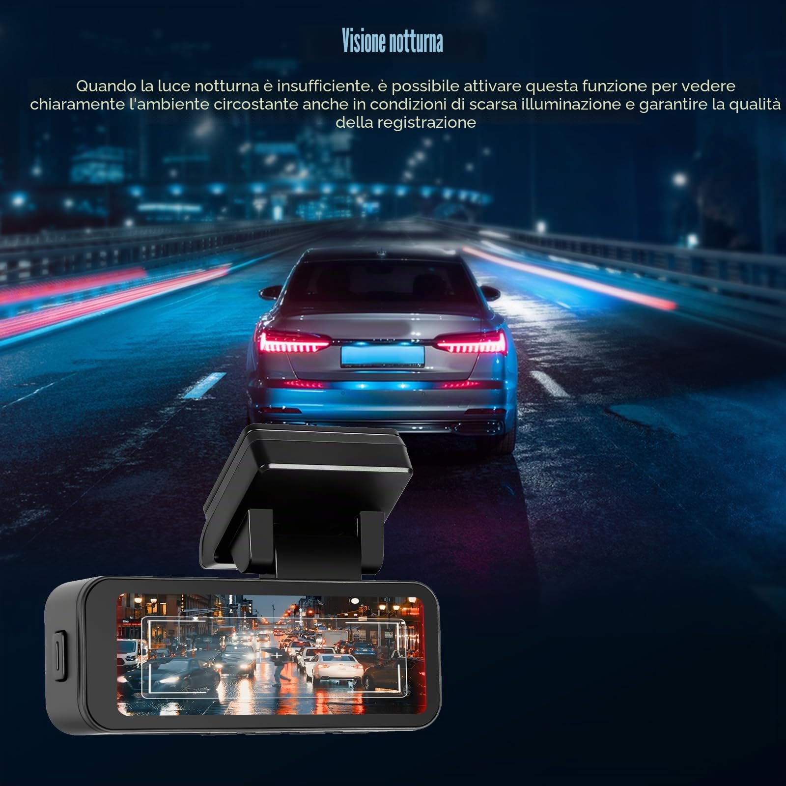 Inefala 4K Dual Dashcam WiFi GPS 3,16'' Touchscreen IPS con Scheda 64GB
