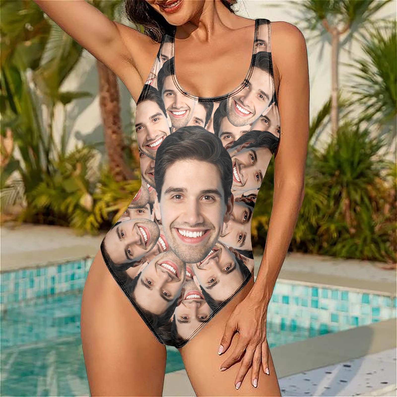 Costume da Bagno Sexy con Stampa di Lettere Fai da Te alla Moda da Donna, Costume da Bagno Senza Maniche e Senza schienale3/A