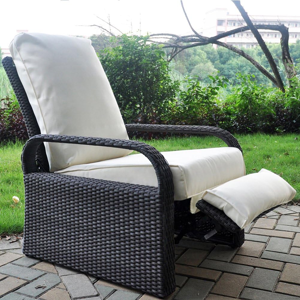 ART TO REAL Outdoor Recliner, Outdoor Wicker Recliner Chair