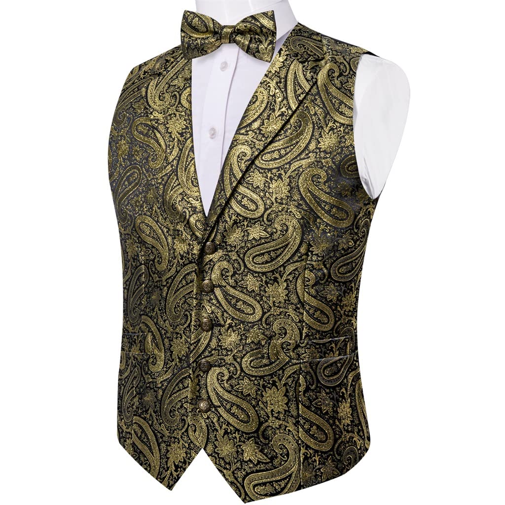Gilet de robe slim fit homme en soie paisley col chemise costume 3XL