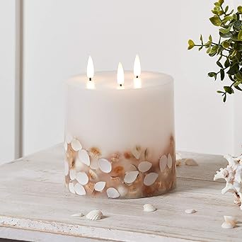 Lights4fun, Inc. TruGlow Seashell 3 Wick Ivory Wax Flameless