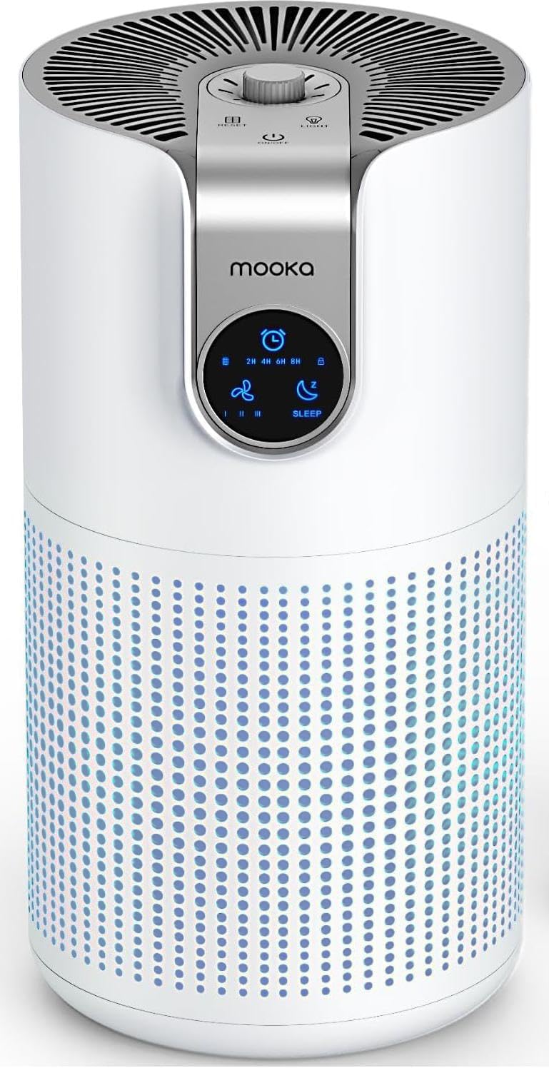 MOOKA Air Purifiers for Home Large Room Up to 1500ft² with Aromatherapy, H13 True HEPA Air Purifier for Bedroom Pets Kitchen, Air Filter Cleaner for Wildfire Smoke Pollen Dust Dander Odor, 15dB