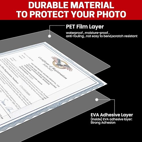 Miniatura 3 de CAREGY Hojas laminadoras de papel de plástico laminado térmico transparente, 9 x 11.5 pulgadas, paquete de 150, 3 mil