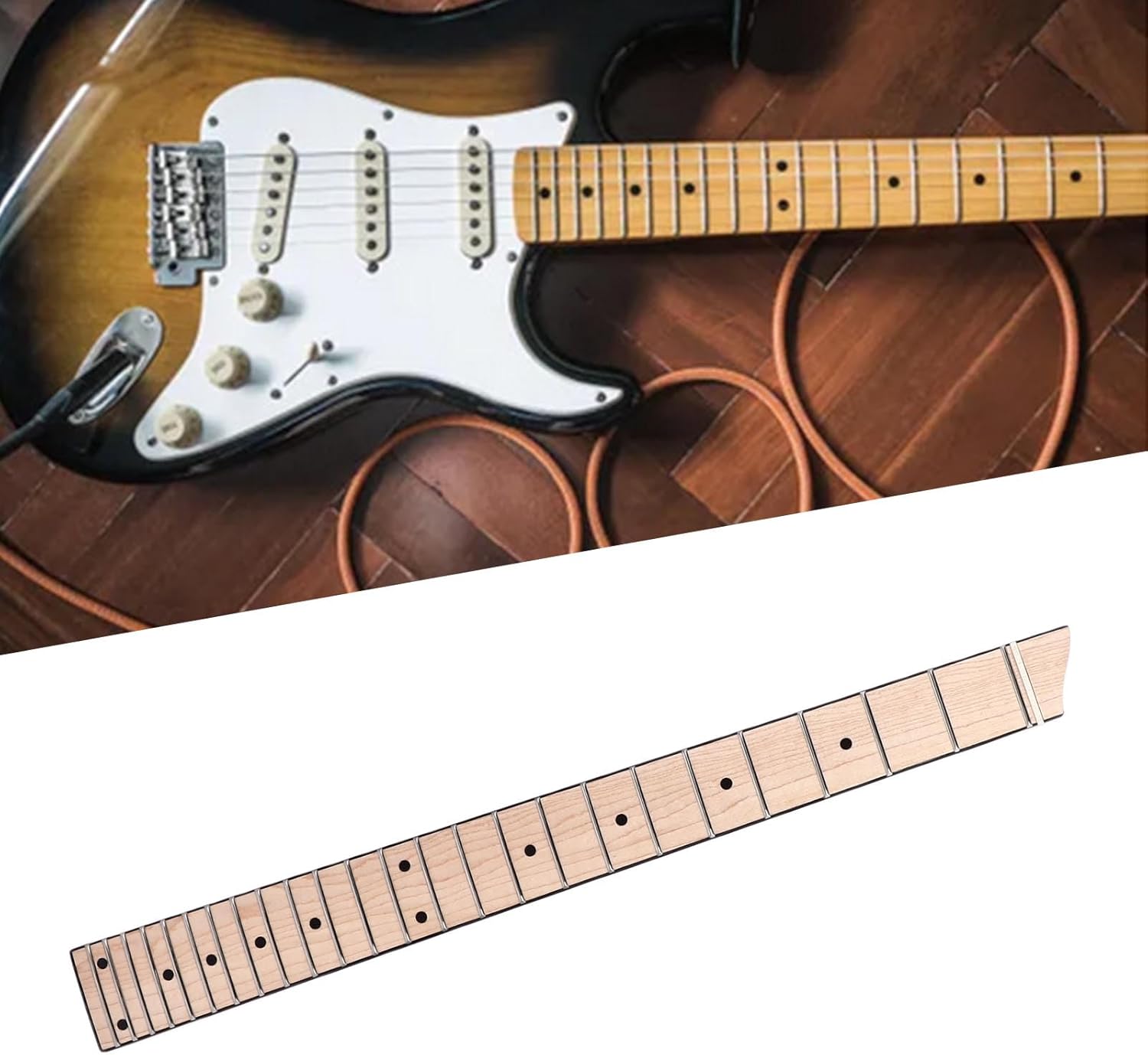 Electric Guitar Neck, Headless Design, Maple Fingerboard Headless 25 Fret Fingerboard for 6 Strings Guitar
