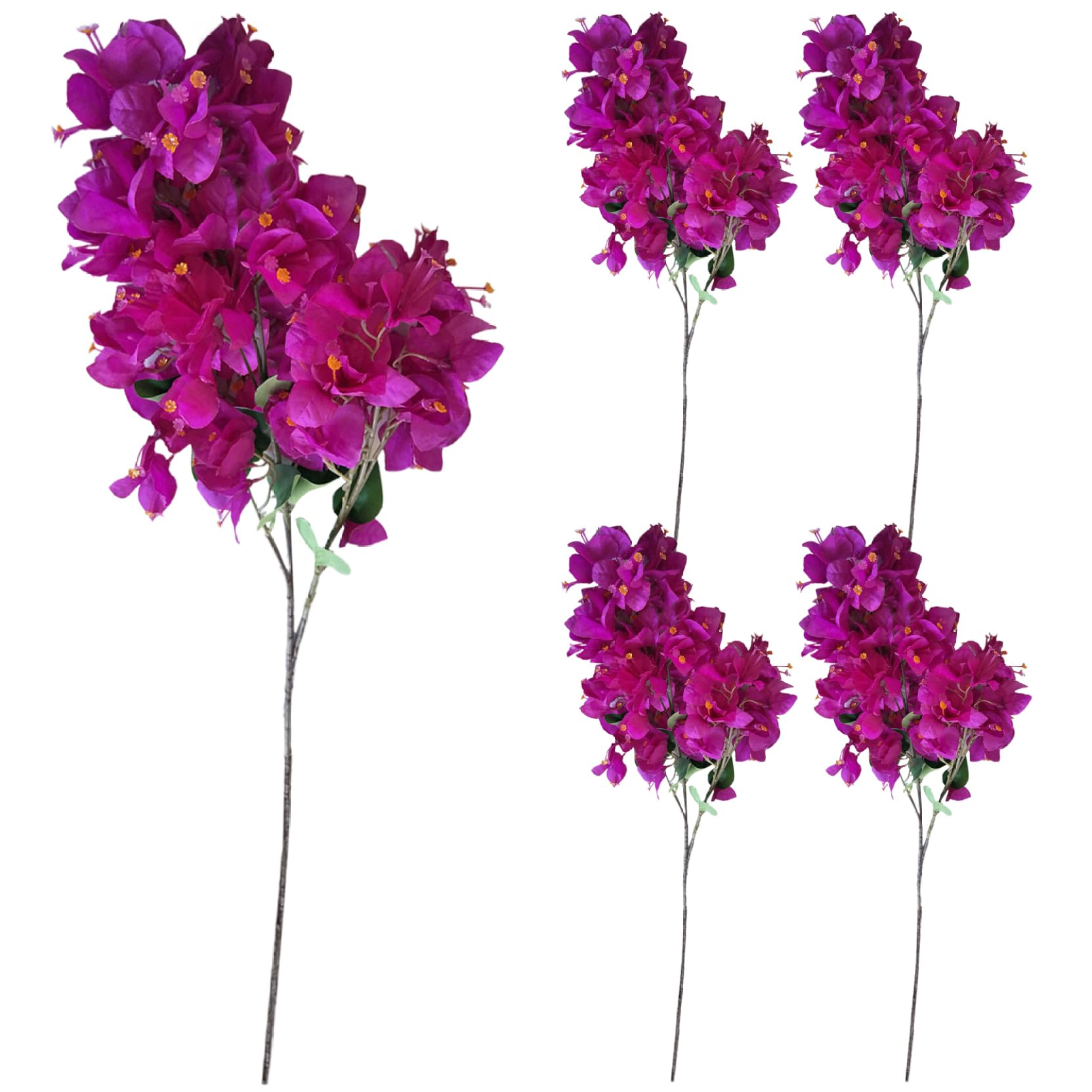 Wedhapy Artificial Flowers 5Pcs Artificial Bougainvillea 38.6 Inch Realistic Faux Bougainvillea Long Lasting Flowers Low Maintenance Silk