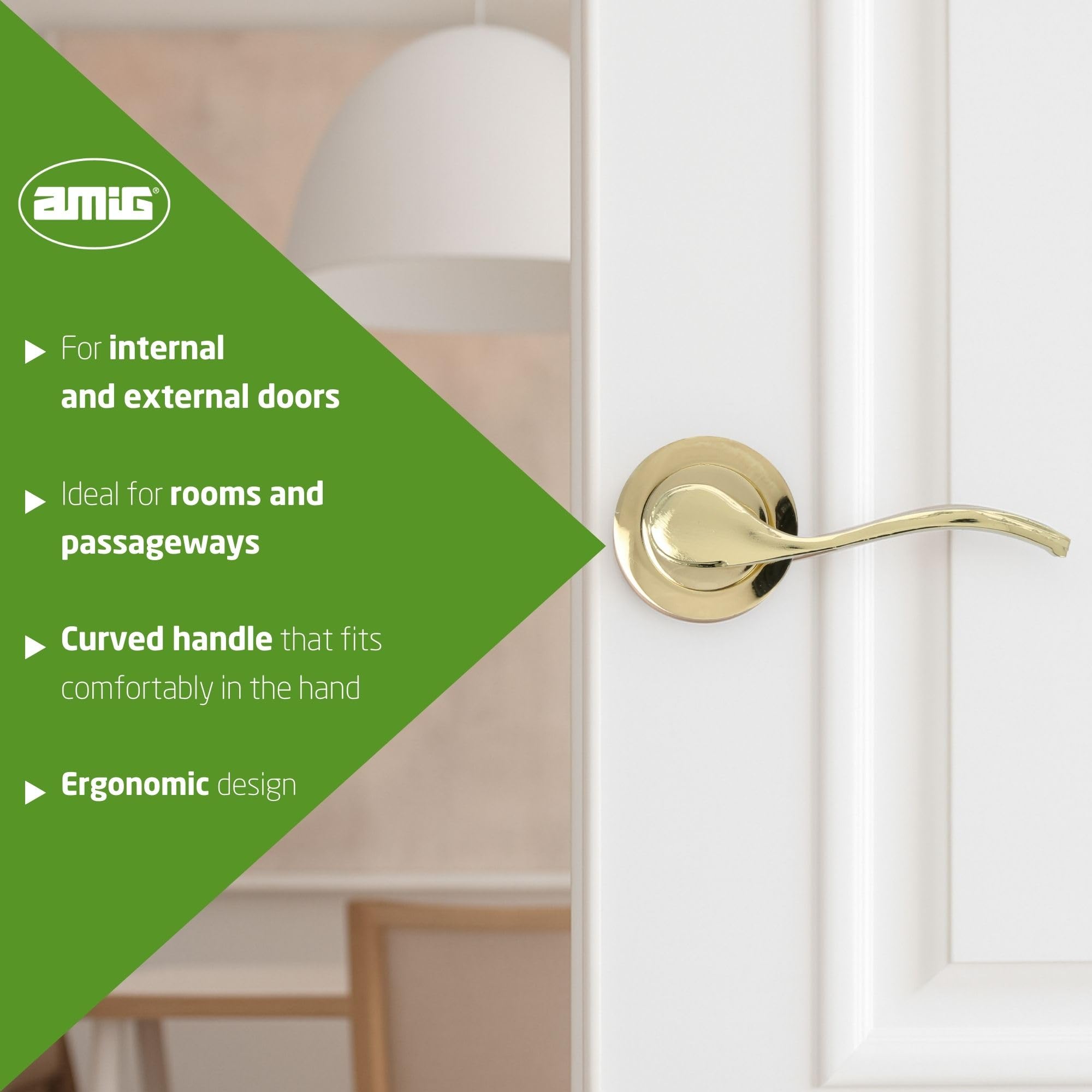 Amig - Door Handle Set including Handle and Rosette - Model Yaltarz - Made of Painted Brass Steel - Dimensions: 52 mm - 6 mm Square Pin - Image 2