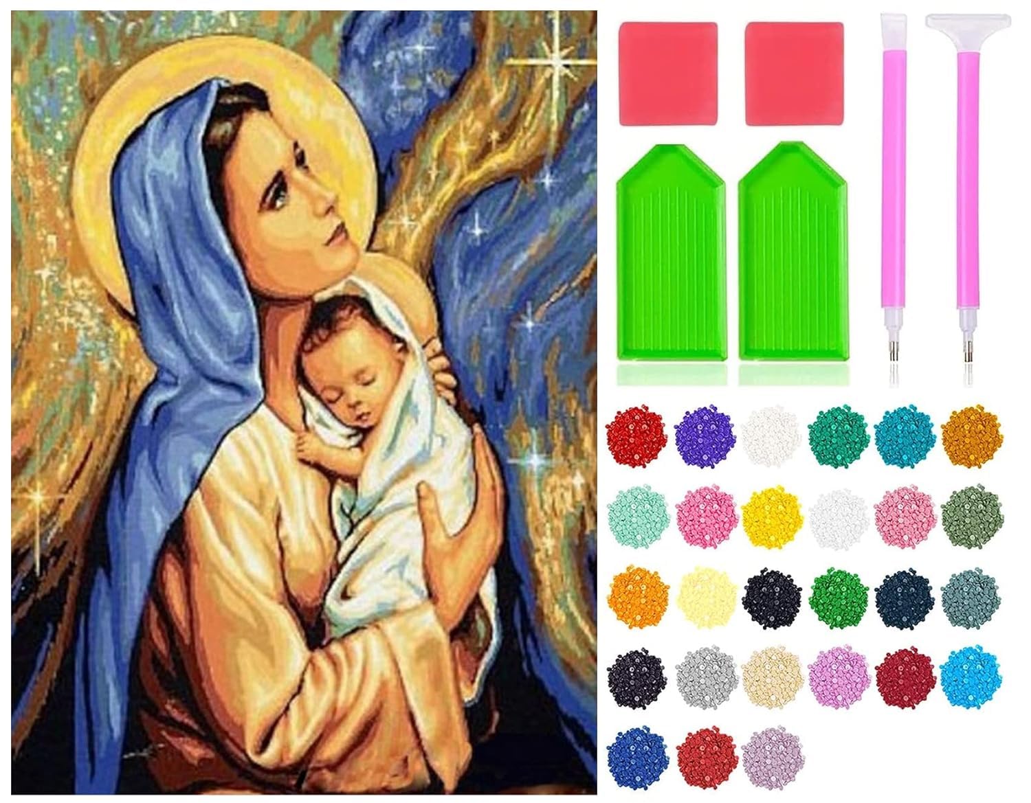 DIAMOND CRAFTZ Virgin Mary 5D Diamond Painting Kit, 12x16inch Diamond Painting Kit for Adults & Kids, Very Suitable for Home Leisure and Wall Decoration, Gift for Kids and Adults (Virgin Mary)-image-27