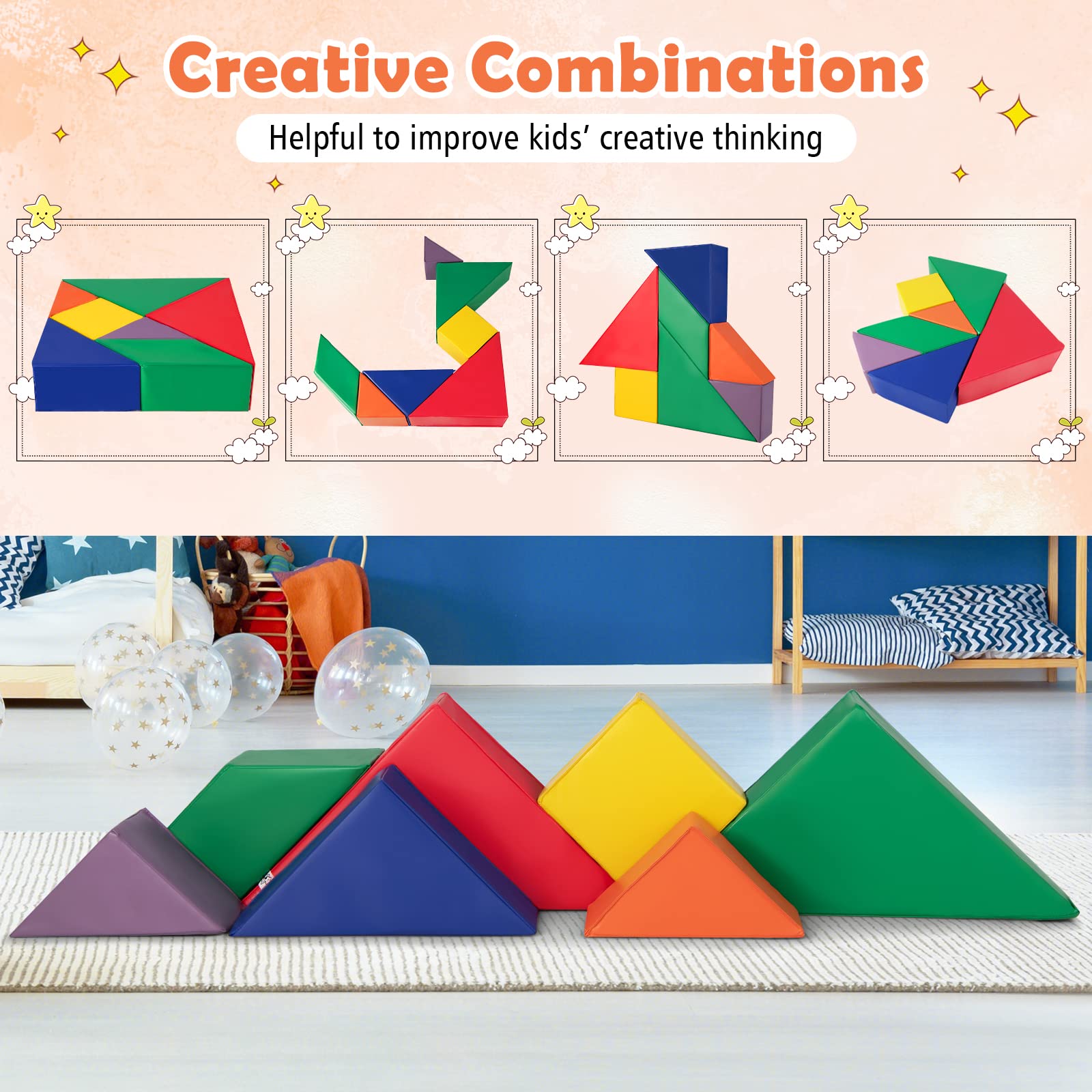 6 Blocs Construction Mousse Enfant - Jouet Éducatif Multicolore - Motricité Créativité Maison École