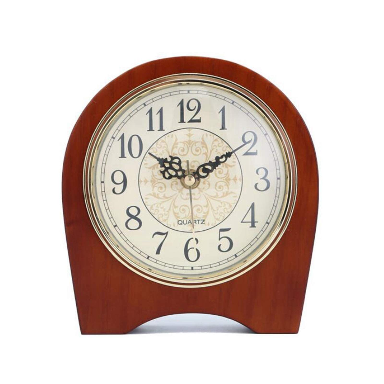 Wooden Mantel Clock for Living Room Décor, Solid Wood Desk Quartz Silent Retro Clock for Fireplace, Office, Shelf & Home Décor Gift