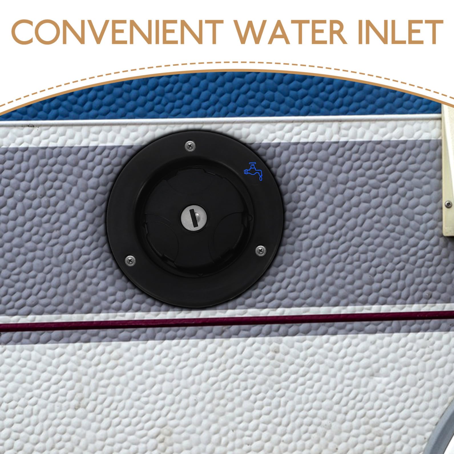 Cabilock Tapa de Entrada de Agua Dulce para Rv Negro, Material Abs, Tapa de Llenado por Gravedad para Caravanas y Autocaravanas, Repuesto para Sistema de Agua, Adecuado para Camping y Viajes