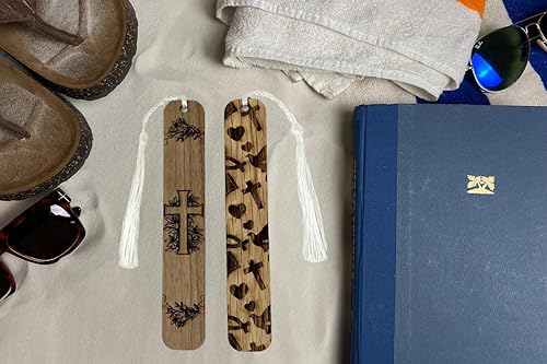 Miniatura 3 de Marcapáginas de madera de alta calidad con borla, roble y nogal, hecho a mano y duradero, regalo perfecto para los amantes de los libros, fabricado