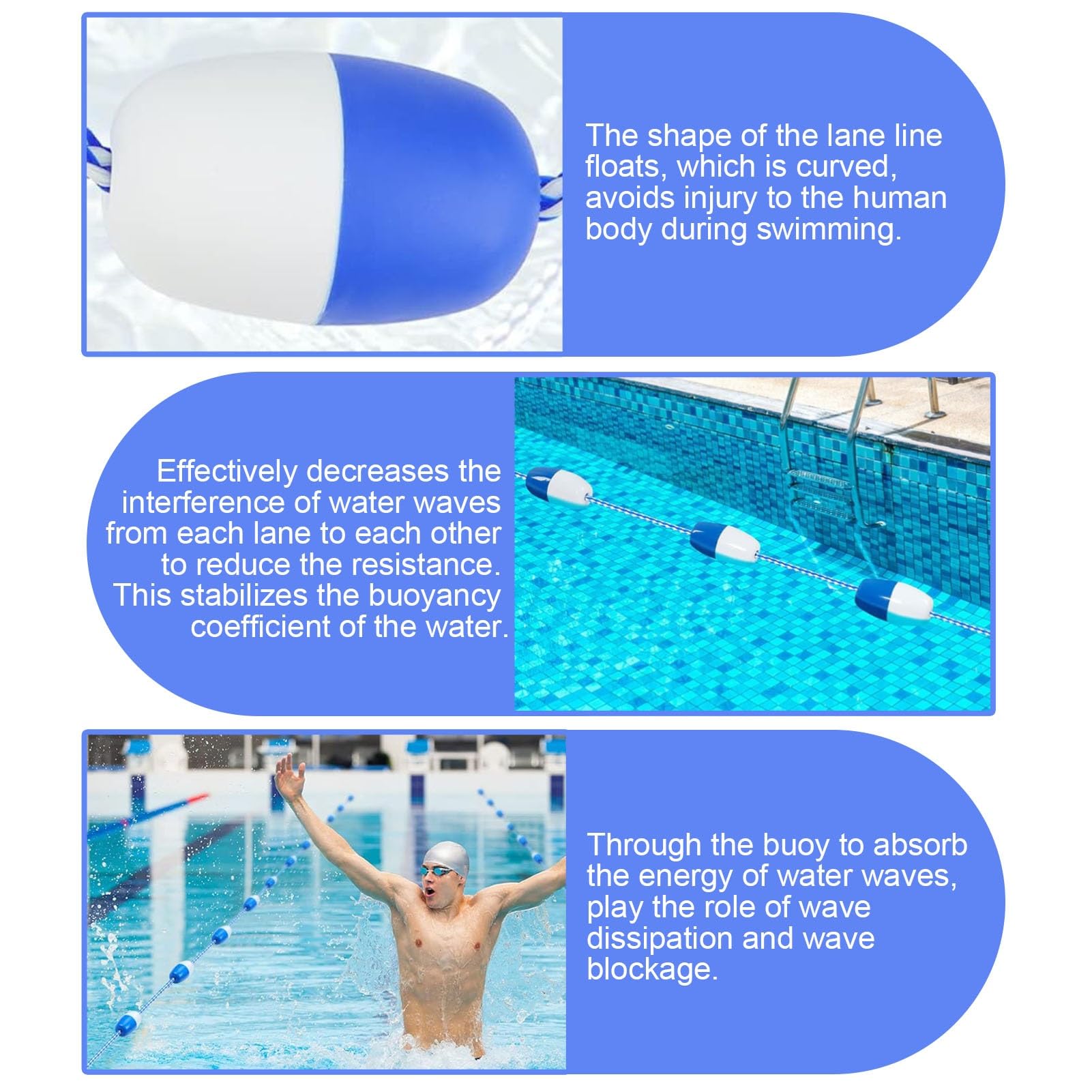 Pool-Sicherheits-Trennseil Schwimmbecken-Trennbojenleine, Schwimmbecken-Sicherheitsschwimmseil zum Abtrennen Gefährlicher Bereiche, Kommerzielles Schwimmbecken-Trennseil (Size : 14m(46ft))