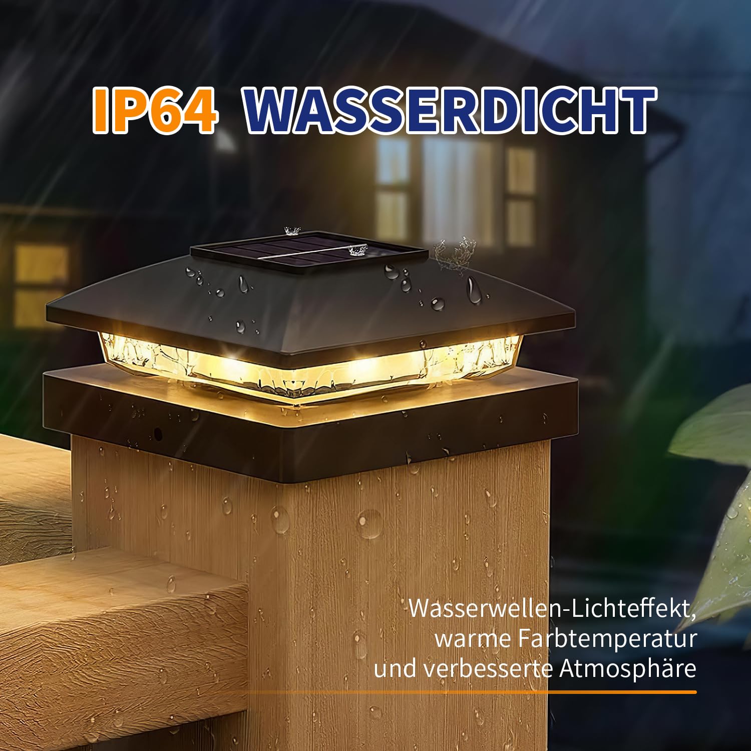 Gresonic Lampa słupkowa, solarna osłona słupka, ciepła biel, 2 temperatury barwowe, IP65, wodoszczelne lampy słupkowe do słupków ogrodzeniowych, drewnianych platform ogrodzeniowych (ciepła biel, 8 szt
