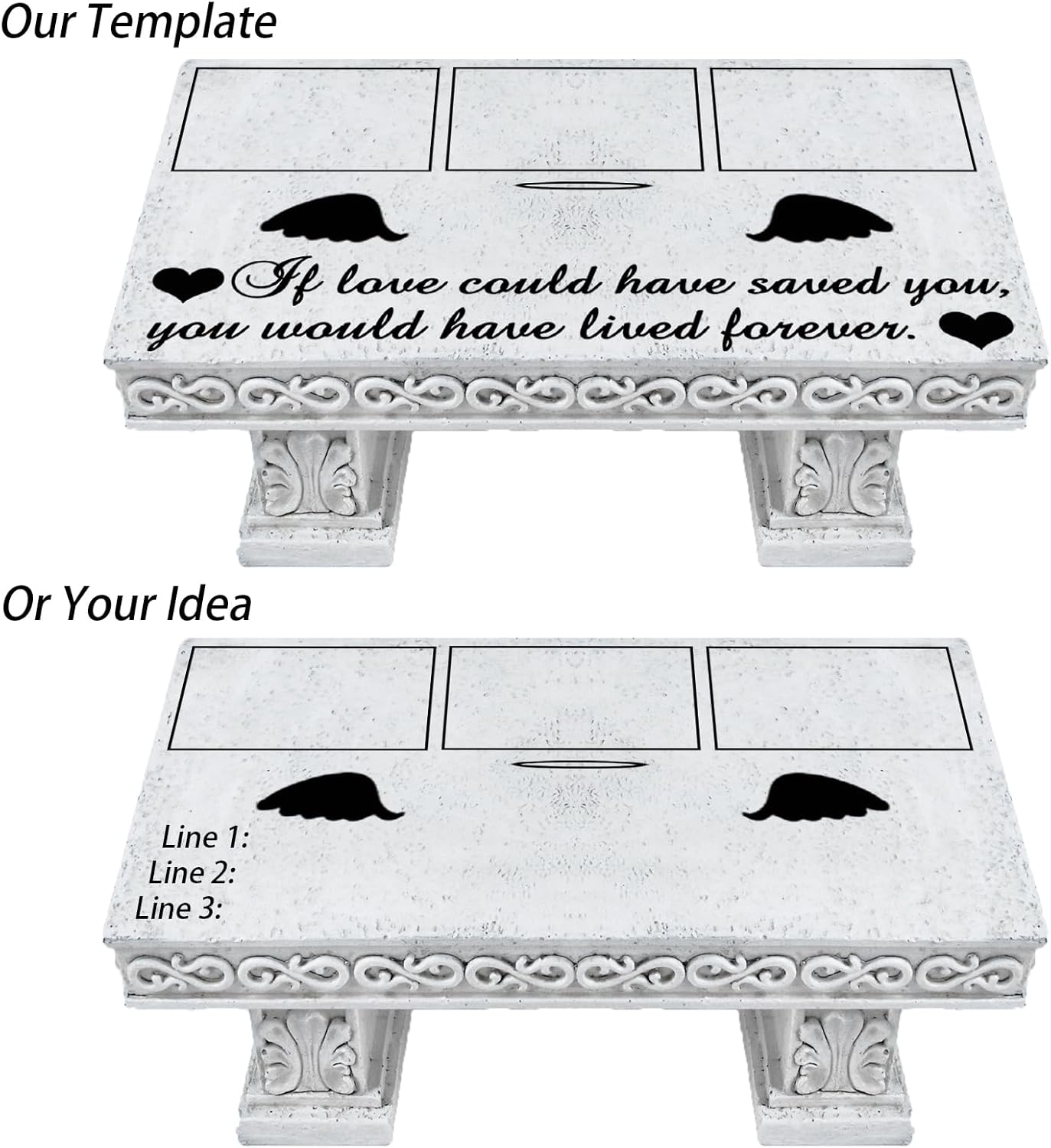 Personalized Bench Pet Memorial Garden Stone Plaque with Colorful Photo, Dog Grave Marker Dog Tombstone Cat Headstone for Graves Loss of Pet Gift Cemetery Garden Plaque