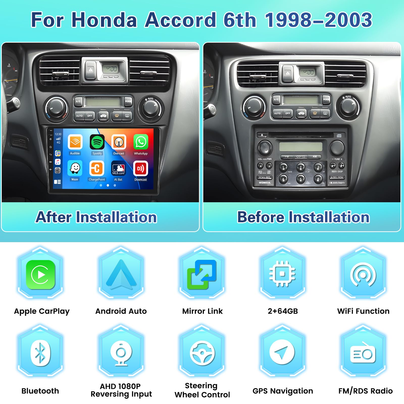 Amazon.com: 2+64GB Android Car Stereo for Honda Accord 6th 1998