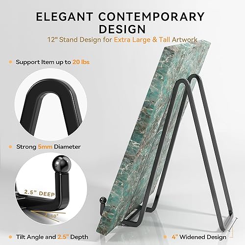 Miniatura 9 de IPAME Soportes de placa grandes de 8 pulgadas para exhibición, soporte de placa de alambre cuadrado de metal + soporte de fotos para libros, platos,