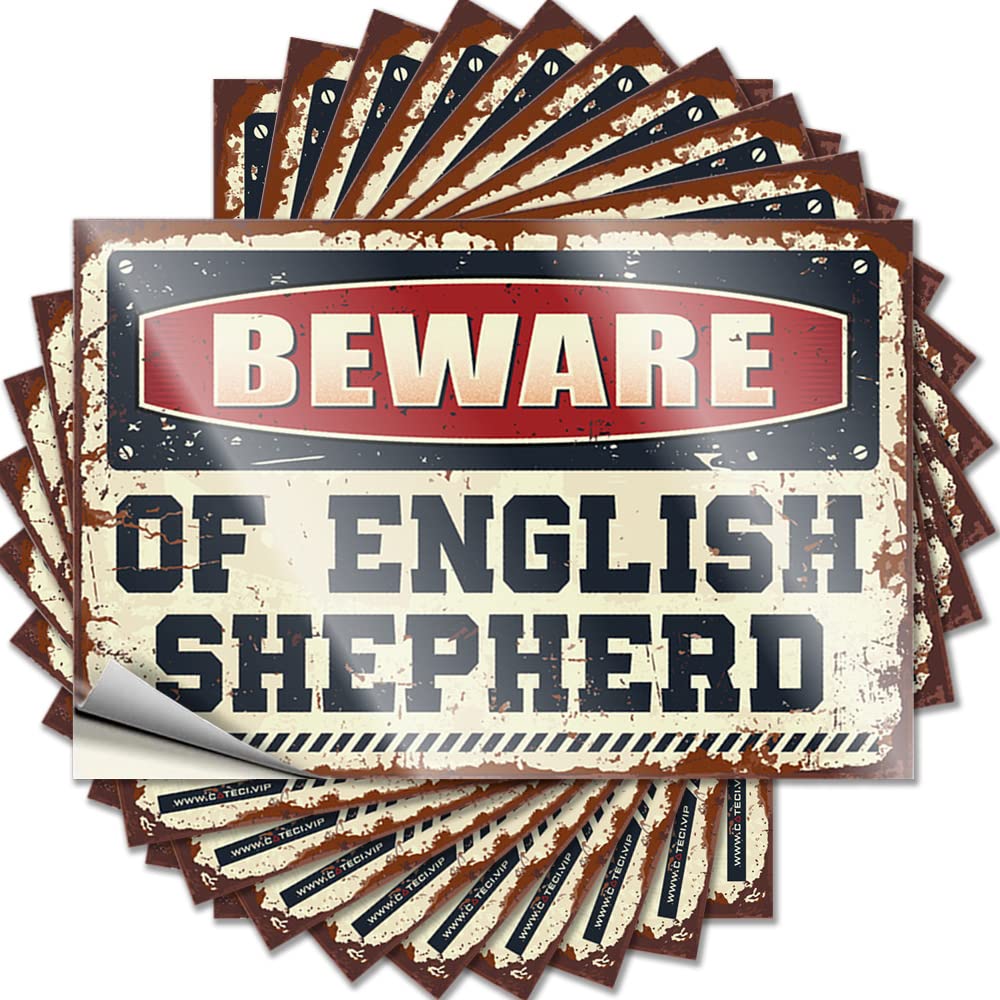 Beware of English Shepherd Stickers Camper Decor | Custom Window Removable Decal Pack(12X18CM)