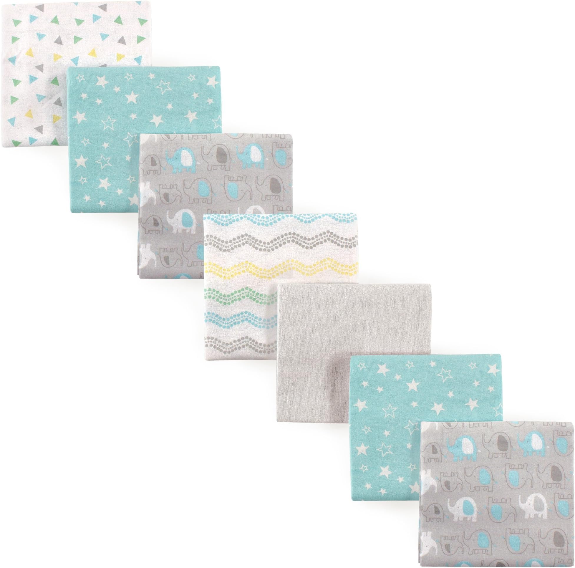 Luvable Friends Unisex Baby Cotton Flannel Receiving Blankets, Basic Elephant, One Size (Pack of 12)