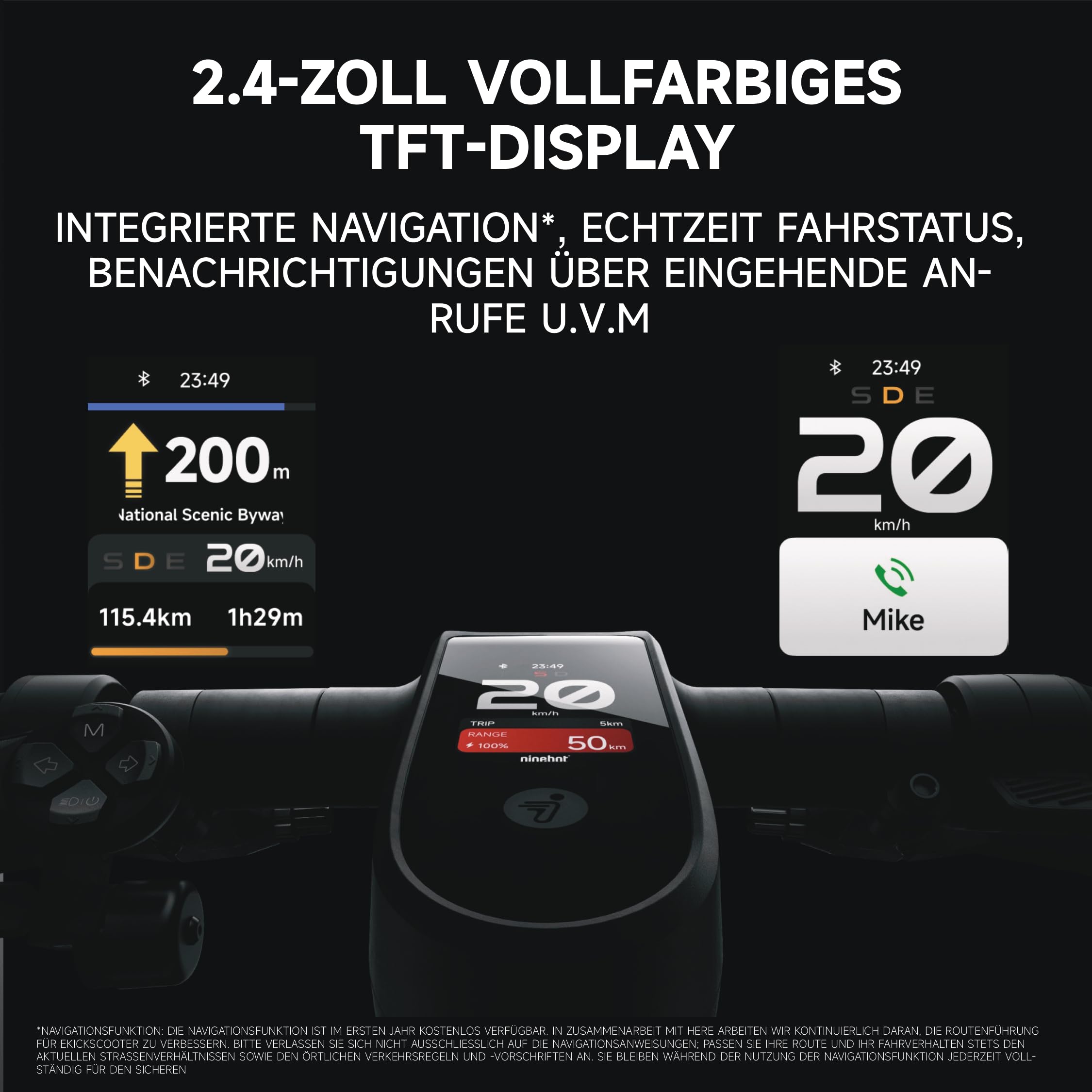 Segway-Ninebot MAX G3 D, E-Scooter mit Deutscher Straßenzulassung, 80 km Eco Modus Reichweite, 75km im Sport Modus, doppelte hydraulische Federung, 130 kg Tragkraft, Smart Display, 3,5 h Ladezeit