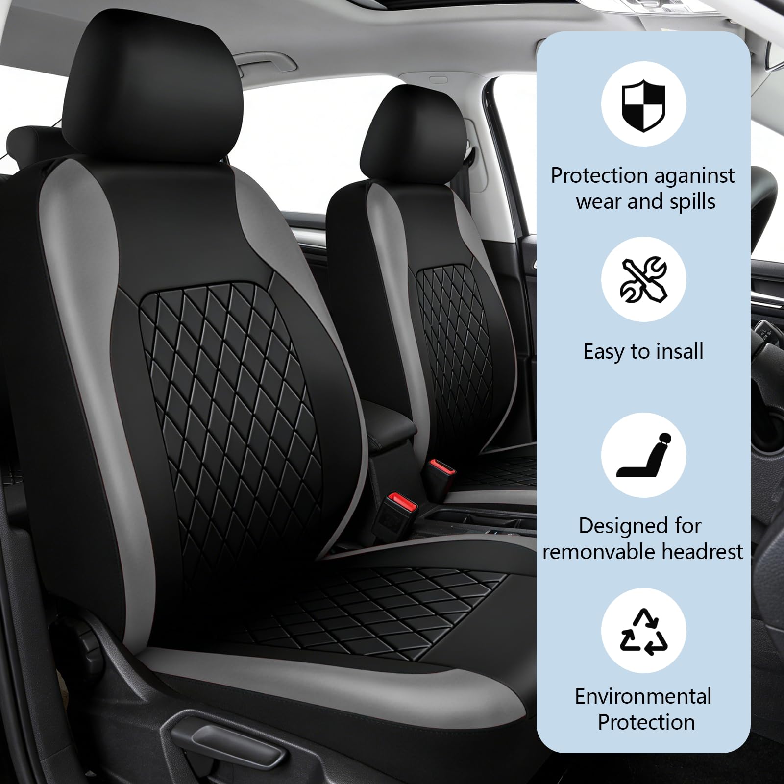 Set completo di coprisedili per auto in pelle, set universale di protezioni per sedili anteriori e posteriori, morbidi e traspiranti, coprisedili e poggiatesta per auto compatibili con airbag