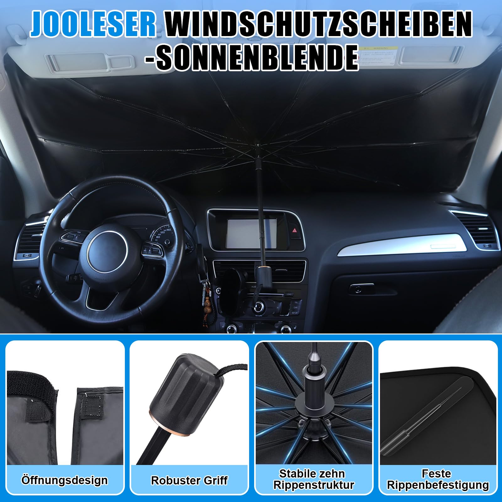 Sonnenschutz Auto Frontscheibe Innen,Sonnenschutz Auto,Reflektierend & Faltbar,2026 mit Zertifiziertem UV Schutz für Windschutzscheibe