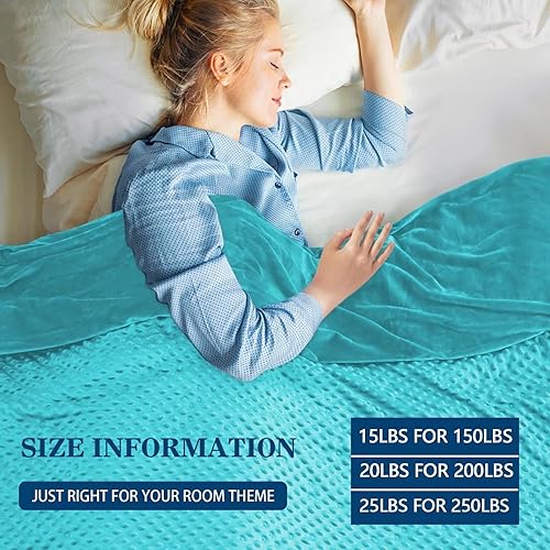 Miniatura 5 de Yescool Manta con peso con funda extraíble, manta con peso tamaño Queen de 15 libras, 60 x 80 pulgadas para adultos, manta pesada con funda de