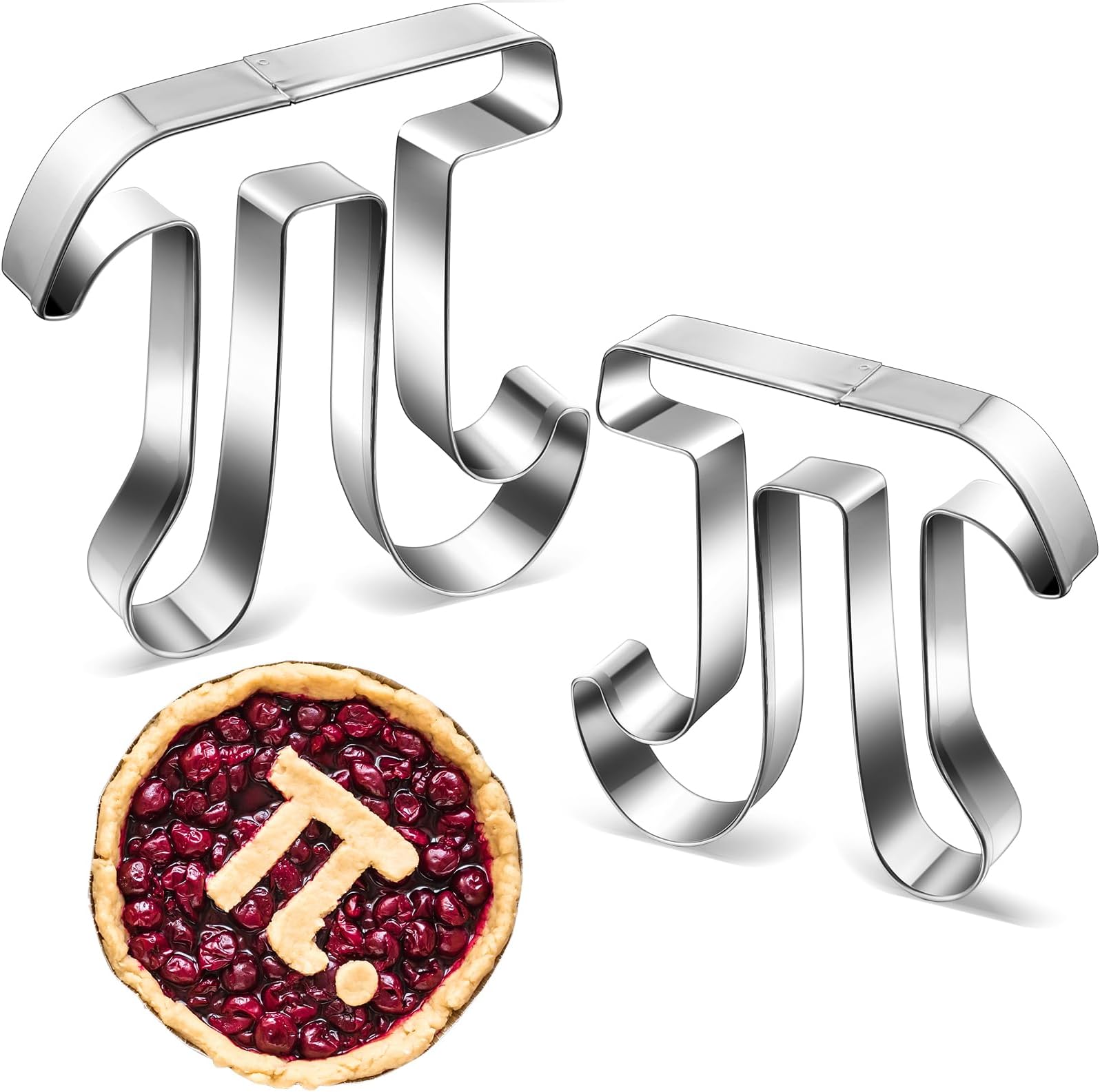 SiliFine 2 Pcs Pi Day Large Pi Sign Cookie Cutter 2.76'' Stainless Steel Pi Symbol Cookie Cutter Math Gifts for International Day of Mathematics Bakery Kitchen Baking Cutting Cheese Party Supplies