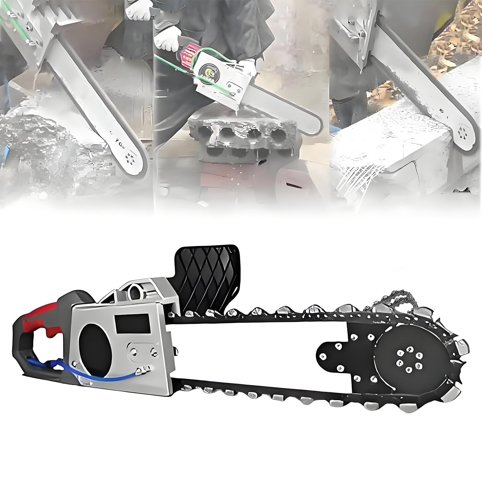 Motosierra para hormigón, cortadora de muros con Cadena de Diamante,Equipo Industrial para Cortar hormigón con Bomba de Agua,2 Cadenas y 2 Barras guía para Granito,hormigón y Piedra Profunda
