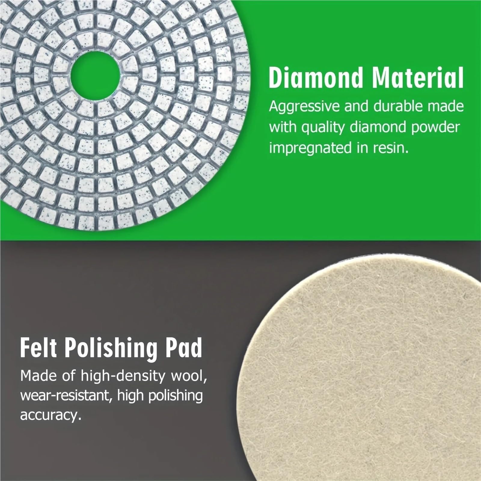 12 tamponi diamantati for lucidatura da 4 pollici 100 mm con supporto da 5/8 "11 pietra di granito bagnata/asciutta for pietra di marmo di cemento