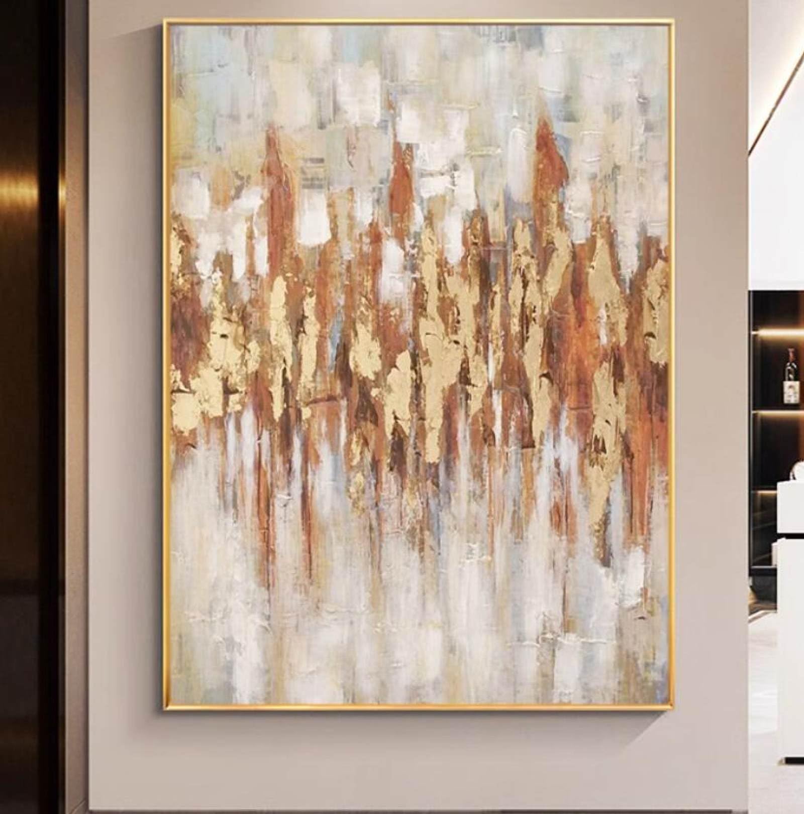 Peinture abstraite de feuille d'or déco salon et bureau moderne