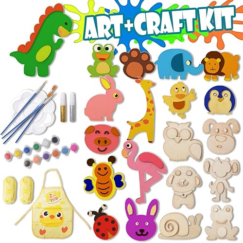 Miniatura 1 de Lucheer - Juego de arte con imanes de madera, 20 piezas de pintura de madera, kit de manualidades y manualidades para niños, pintura para colorear,