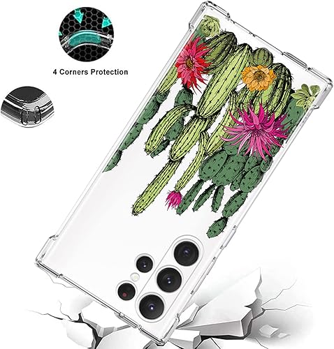 Miniatura 4 de KYNWOGA Funda para Galaxy S22 Ultra con plantas de cactus con flores, funda para teléfono para mujeres y niñas con parachoques de TPU funda