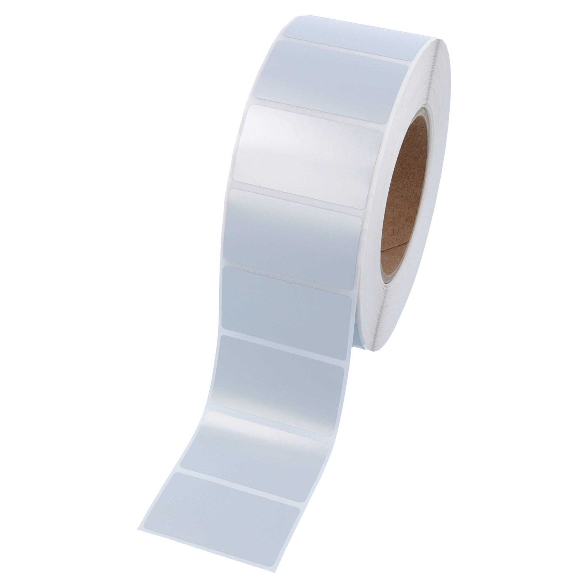 Labelident Polyester Thermotransfer Etiketten silber76 x 25 mm - 3.000 PET Etiketten aus wasserfester Polyesterfolie stark selbstklebend auf Rolle, 76 mm Kern