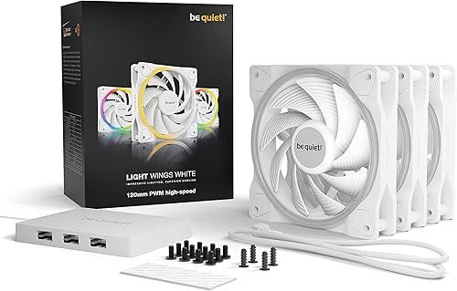Miniatura 5 de be quiet! Light Wings White 4.724 in PWM Triple Pack Alta Velocidad Premium ARGB Ventilador de refrigeración de bajo ruido  4 pines  BL101