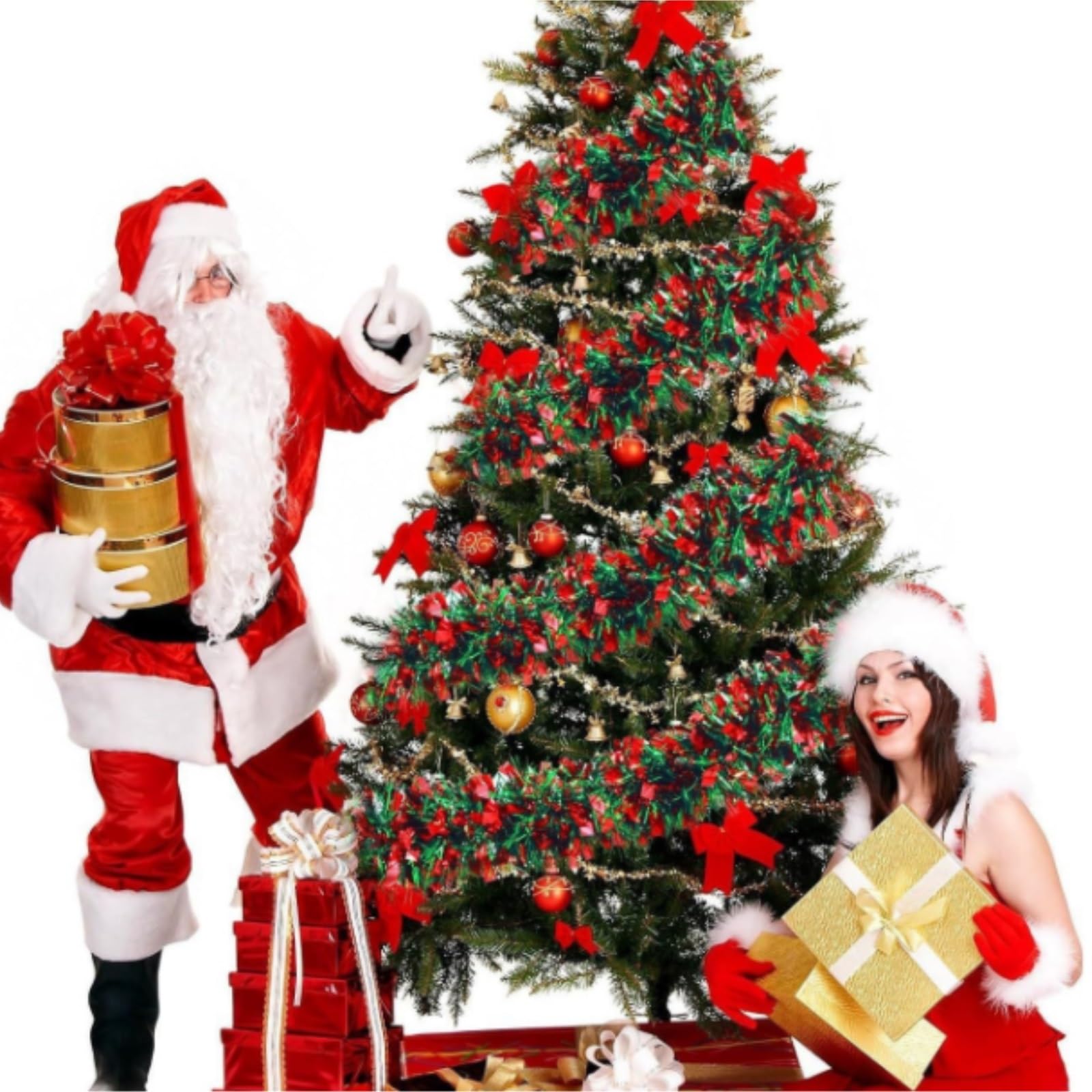 Deko Für Innen Außen Weihnachts-Lametta-Girlande for Heimdekorationen, Kranz, Hochzeitsfeier, 2 M Balkon Treppengeländer(12pcs)