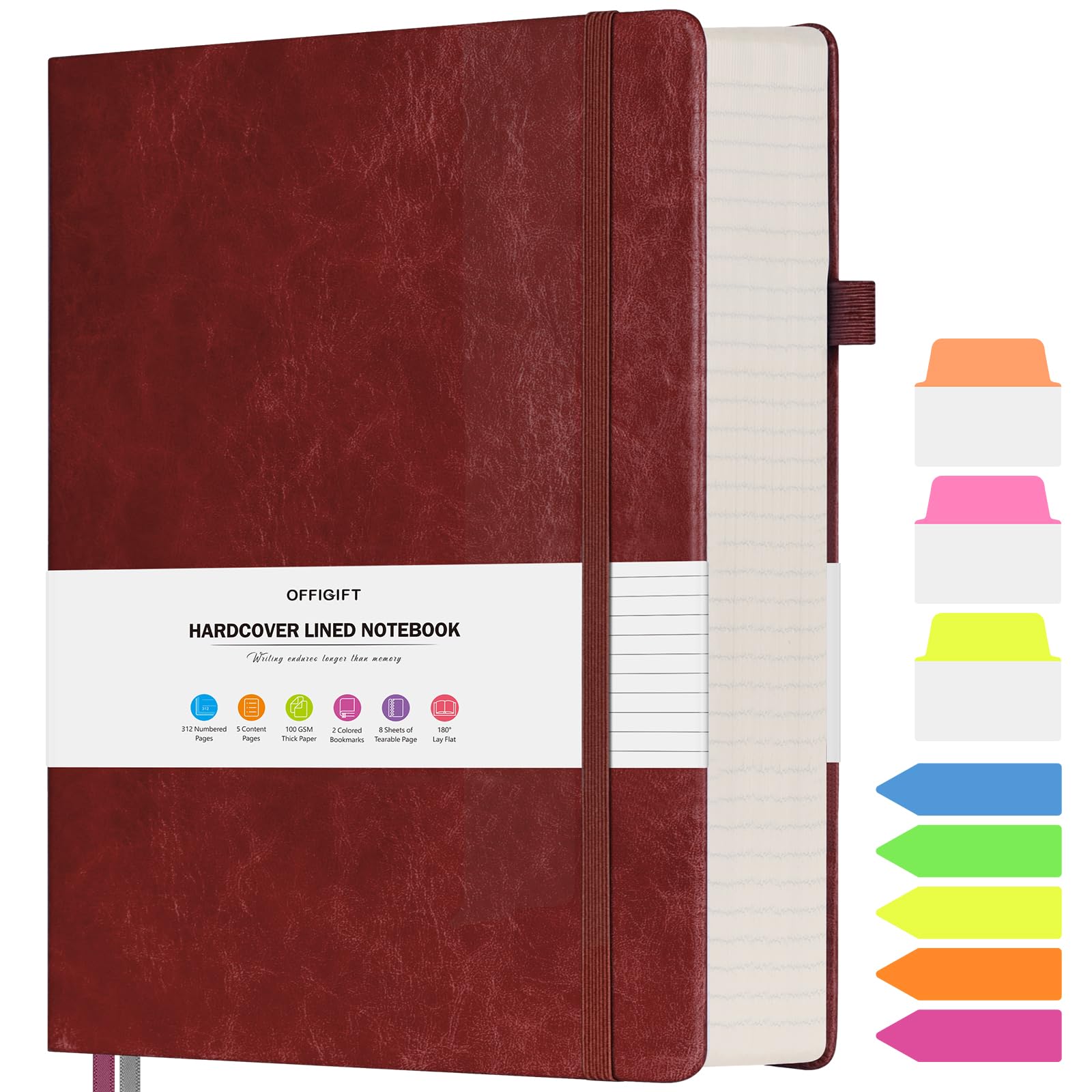 College Ruled Notebook, Large A4 Hardcover Leather Journal, 312 Numbered Pages Writing Journal, 100gsm No Bleed Paper, Lined Journal Notebook for Women Men School Office, 8.5''×11'', BurgundyThe Forest Stewardship Council