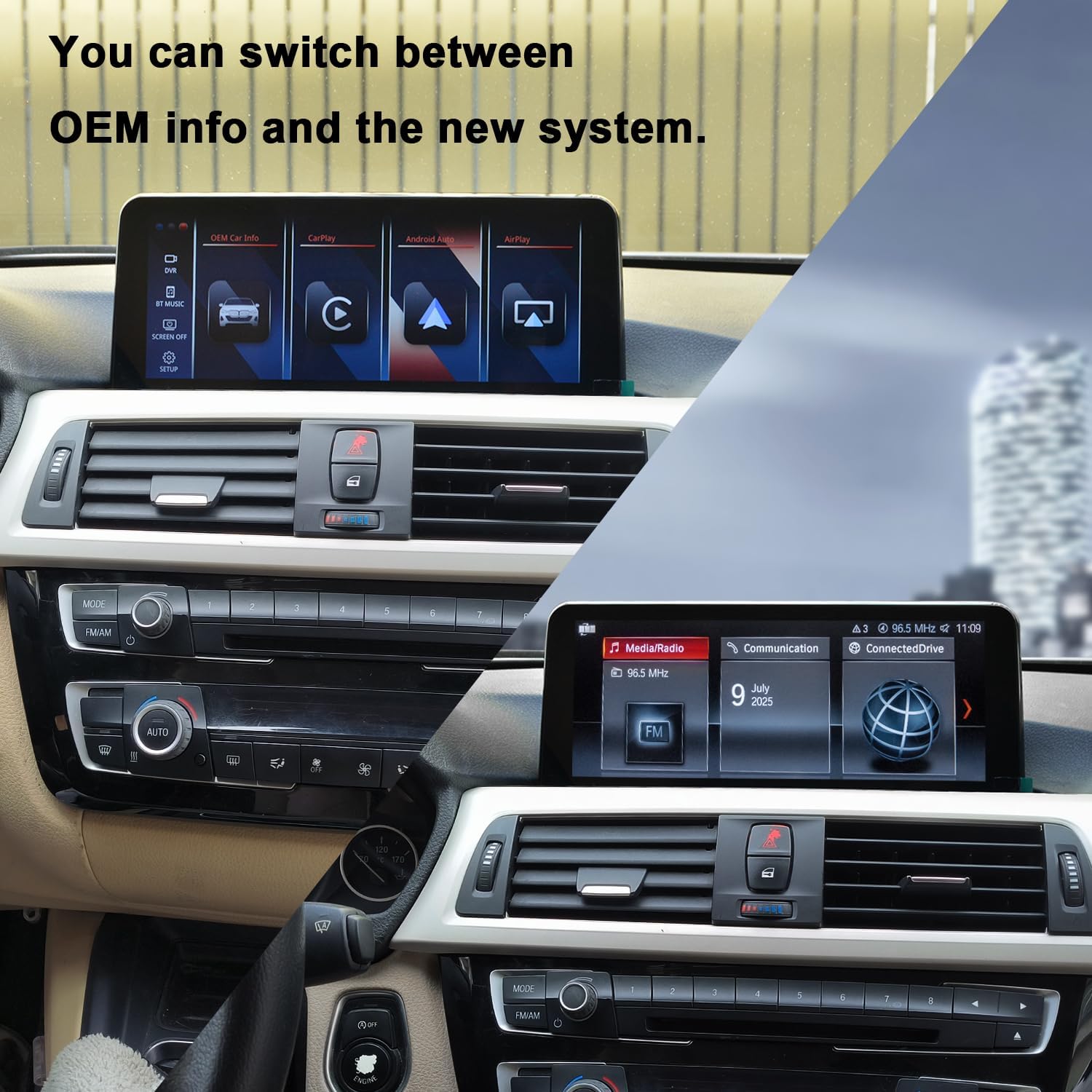 PEMP 10.25" Blue Anti-Glare Linux HD Screen for BMW 3 Series F30 X1 F48 2017-2019 EVO ID6, Wireless CarPlay Android Auto Support for Calls and Music Using OEM Bluetooth