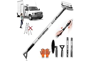 72" Extendable Snow Brush for Car Windshield, 3-in-1 Ice Scraper with Foam...