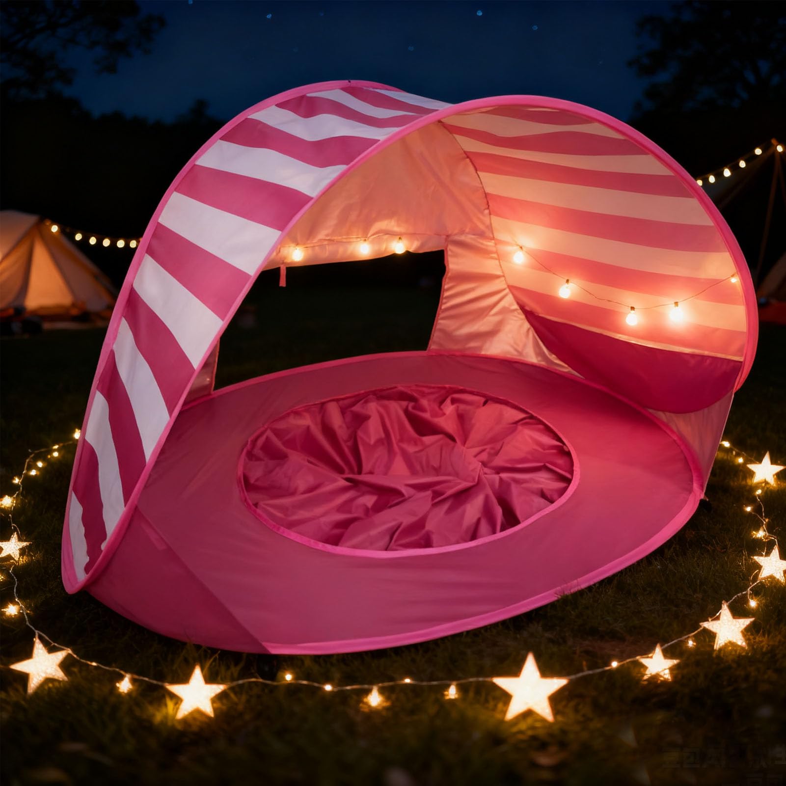 Tenda da Spiaggia Pop Up a Strisce con Riparo Solare, 120 X 83 X | Tenda parasole portatile, design leggero e antivento per bambini piccoli, campeggio, picnic