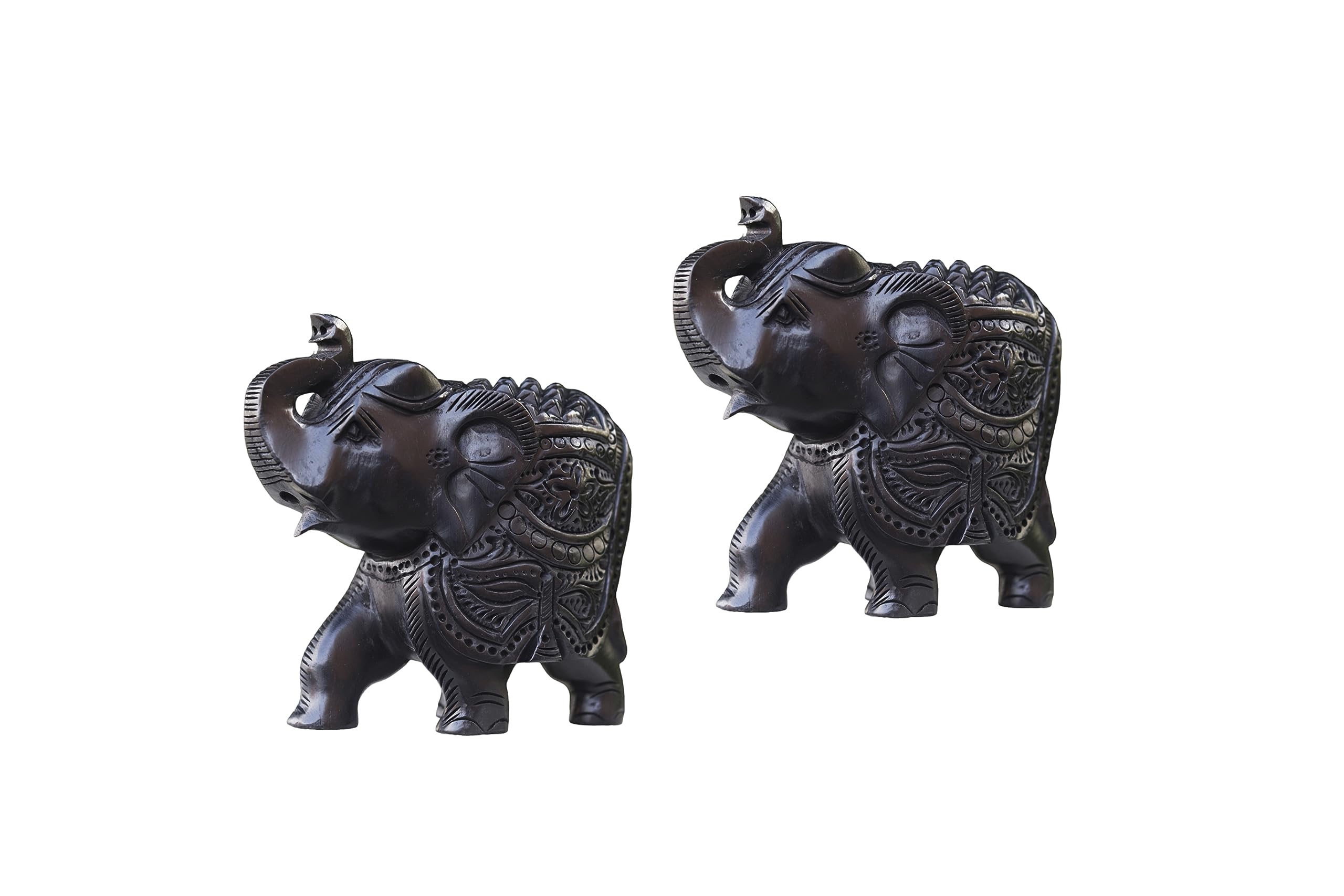 Top Trends Karungali Kattai Black Upper Trunk Very Fine Carving Elephant Showpieces | Karungali Elephant 4 INCH | Ebony Wood Elephant for Decorative Showpieces,Table Decor,Home Decor and Gifts