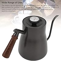 Vista 3 de Hervidor de café de cuello de cisne, hervidor de café de 28.7 fl oz con termómetro, boquilla larga y delgada, mango de madera de acero inoxidable