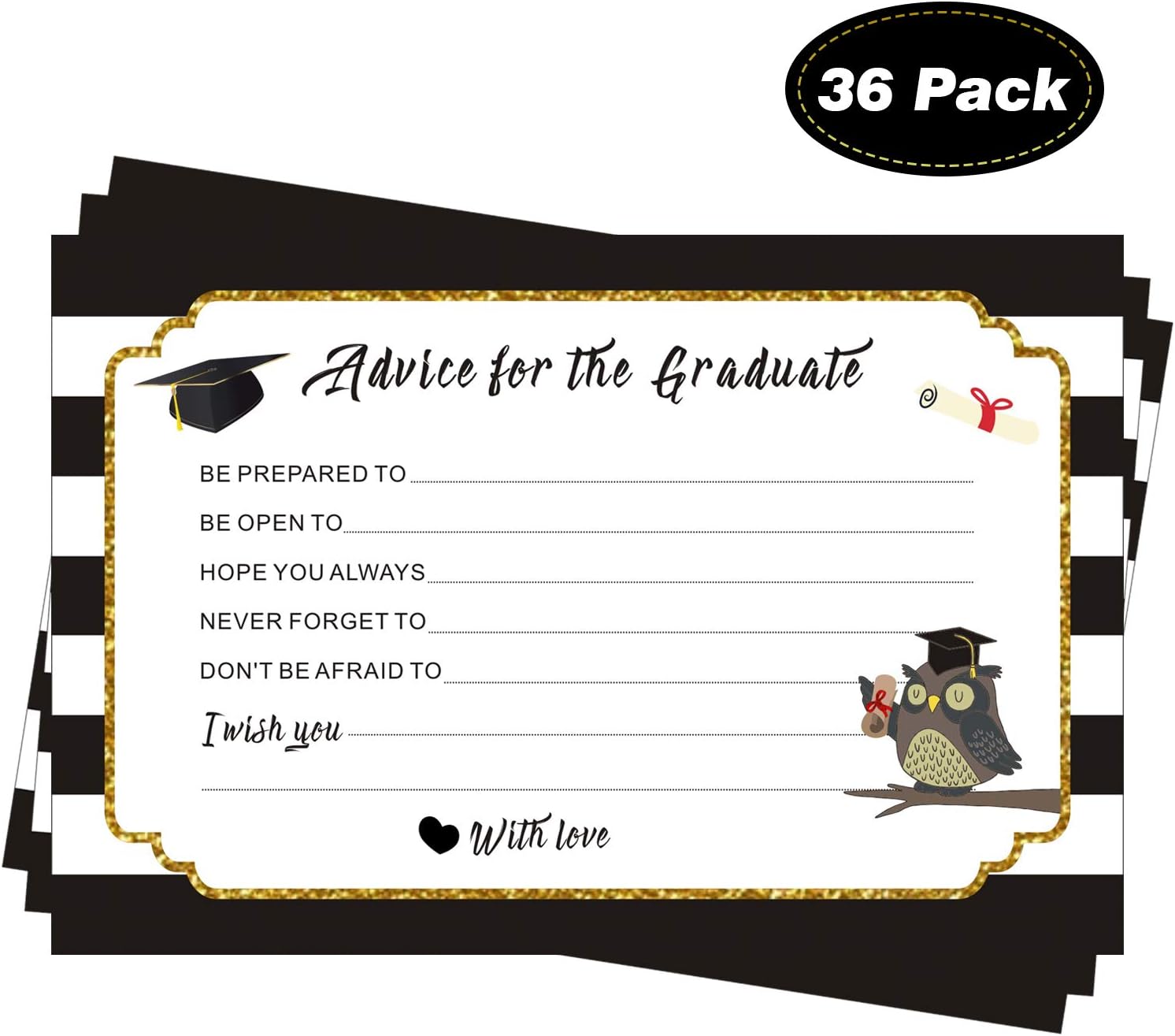 Joyseller 2021 Graduation Advice Cards (36 Pack) - Well Wishes Cards for Graduates - High School or College Graduation Party Supplies 2021 - Game Activity Cards