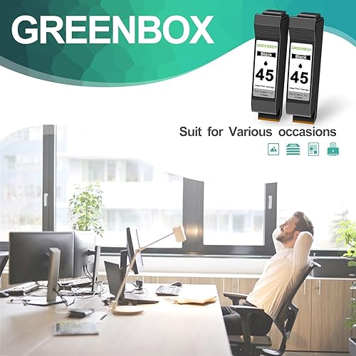 Miniatura 6 de GREENBOX Cartucho de tinta de alto rendimiento remanufacturado para HP 45 51645 51645A para copiadora a color 180 Deskjet 820Cse 830 850 870 890 930