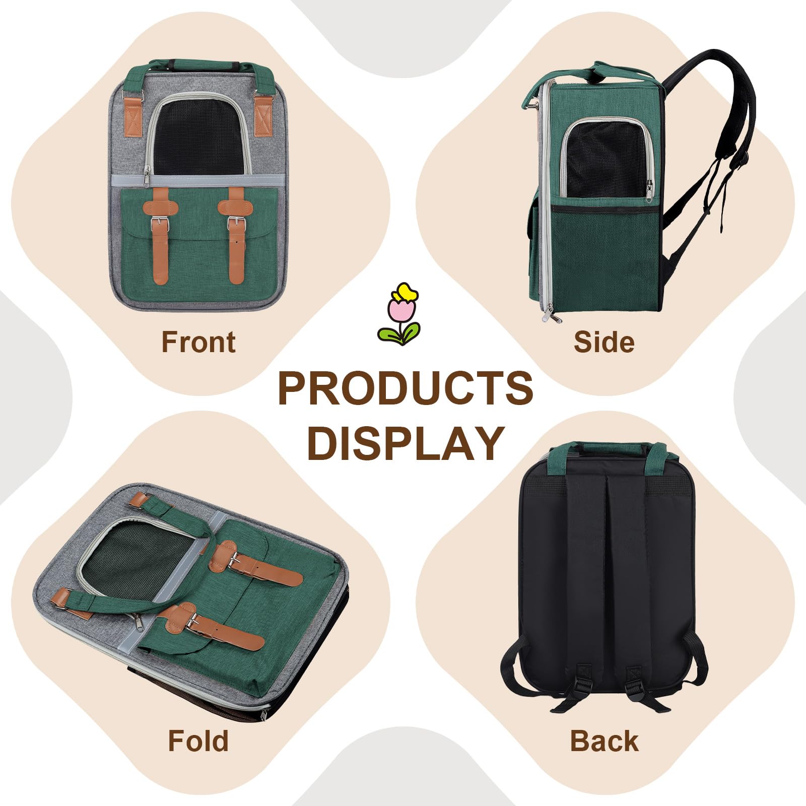 YooxArmor Haustier Rucksack für Katzen & Kleine Hunde,Atmungsaktiver Tragbare Katzenrucksack mit Sichtfenster,Leichte Faltbare HundeRucksack für Reisen Wandern Fahrradfahren, Max Tragkraft 7kg